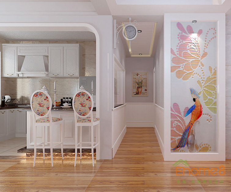 凤起新都72平米法式风格花式厨房装修效果图1