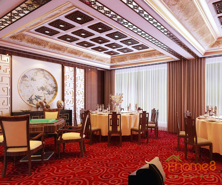 田园风金秀华东大酒店中式餐厅装修效果图12345
