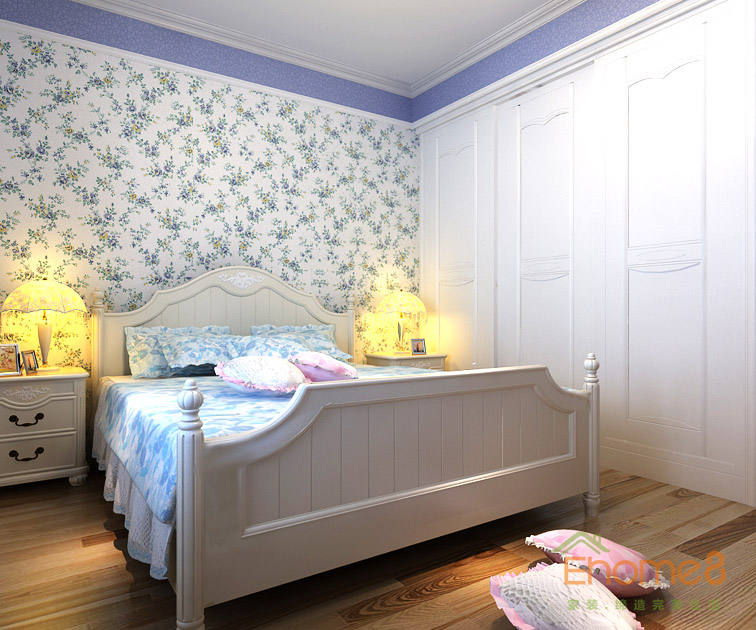 卧75㎡两房一厅中式风格清新儿童房装修效果图