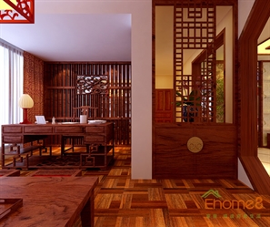 中式红木装修书房效果图